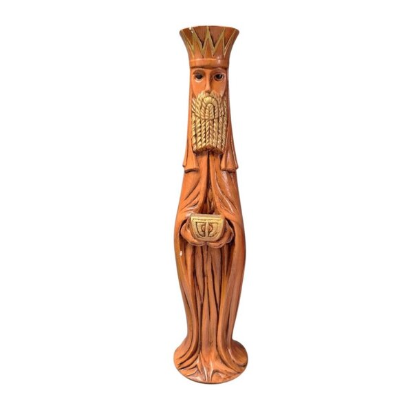 Wiseman King Figurine Statue Orange Gold Nativity Religious 13 Inch Christianity - Picture 1 of 9
